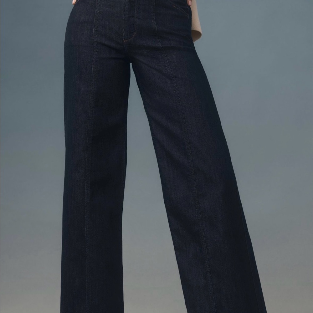 The Delaney Clean-Seamed High-Rise Wide Leg Jeans by Maeve